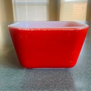 Pyrex Orange Red Small Refrigerator Dish